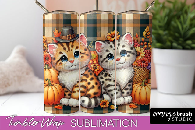 Cute Cat Tumbler Wrap - Fall Tumbler Sublimation Sublimation OrangeBrushStudio 