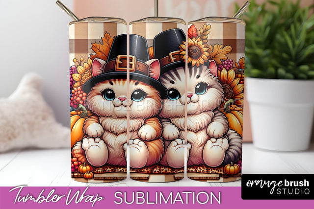 Cute Cat Tumbler Wrap - Fall Tumbler Sublimation Sublimation OrangeBrushStudio 