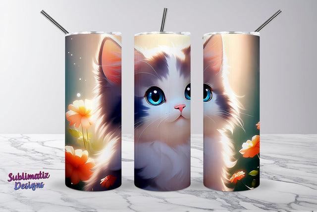 Cute Cat Tumbler Wrap Sublimation PNG Sublimation Sublimatiz Designs 