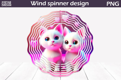 Cute Cat Wind Spinner | Funny Cats Wind Spinner Sublimation WatercolorColorDream 