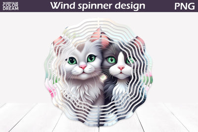 Cute Cat Wind Spinner | Funny Cats Wind Spinner Sublimation WatercolorColorDream 
