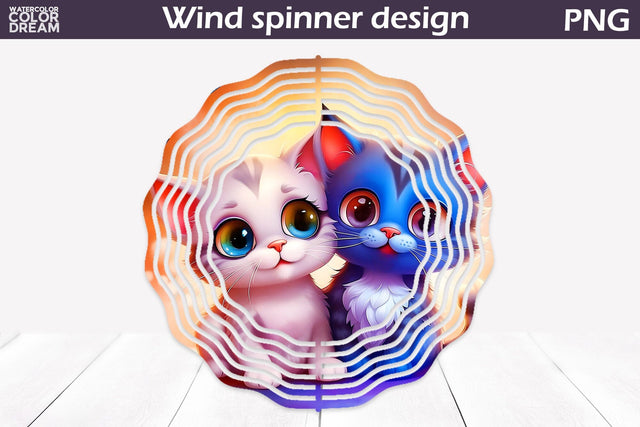 Cute Cat Wind Spinner | Funny Cats Wind Spinner Sublimation WatercolorColorDream 