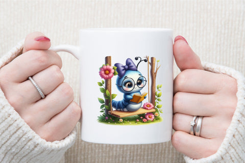 Cute Caterpillars Watercolor Clipart Sublimation designartist 