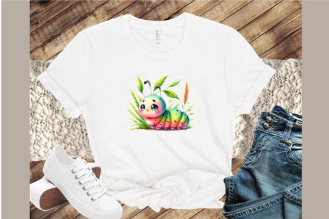 Cute Caterpillars Watercolor Clipart Sublimation designartist 