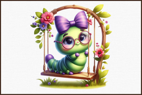 Cute Caterpillars Watercolor Clipart Sublimation designartist 