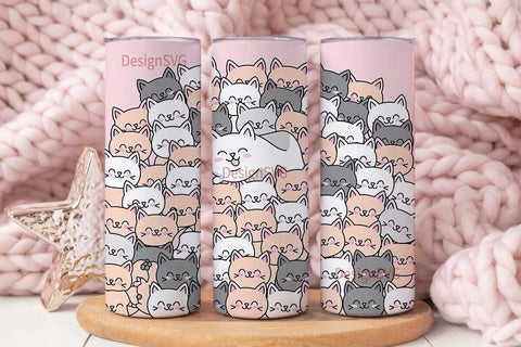 Cute Cats 20oz Tumbler Wrap Sublimation DesignSVG 