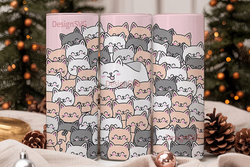 Cute Cats 20oz Tumbler Wrap Sublimation DesignSVG 