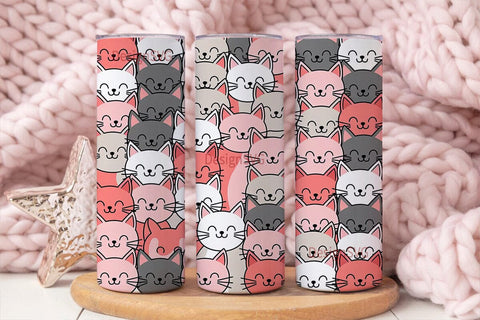 Cute Cats 20oz Tumbler Wrap Sublimation DesignSVG 