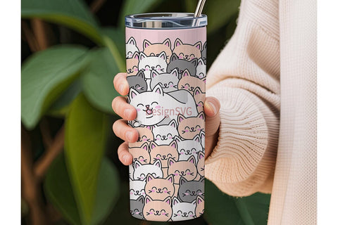 Cute Cats 20oz Tumbler Wrap Sublimation DesignSVG 