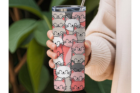 Cute Cats 20oz Tumbler Wrap Sublimation DesignSVG 