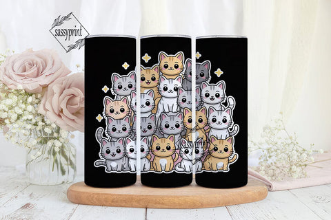 Cute Cats 20oz Tumbler Wrap Sublimation sassyprint 