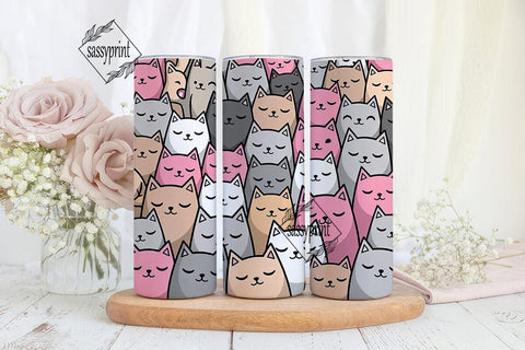 Cute Cats 20oz Tumbler Wrap Sublimation sassyprint 