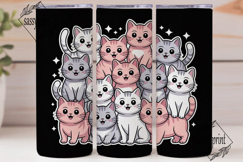Cute Cats 20oz Tumbler Wrap Sublimation sassyprint 