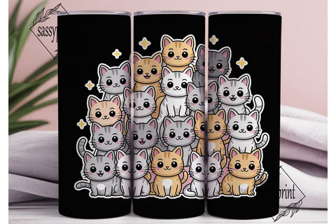 Cute Cats 20oz Tumbler Wrap Sublimation sassyprint 
