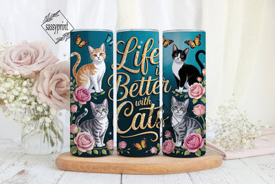 Cute Cats 20oz Tumbler Wrap Sublimation sassyprint 