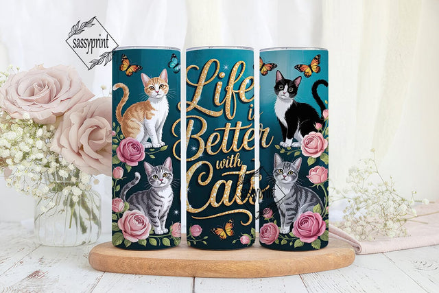 Cute Cats 20oz Tumbler Wrap Sublimation sassyprint 