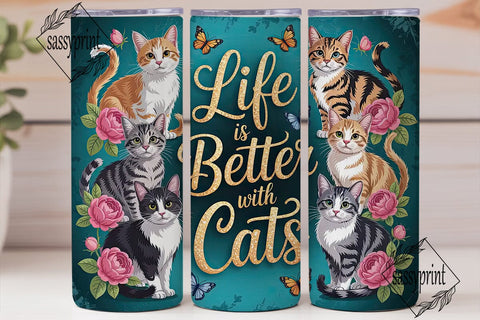 Cute Cats 20oz Tumbler Wrap Sublimation sassyprint 