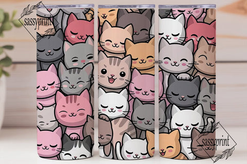 Cute Cats 20oz Tumbler Wrap Sublimation sassyprint 