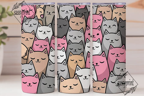 Cute Cats 20oz Tumbler Wrap Sublimation sassyprint 