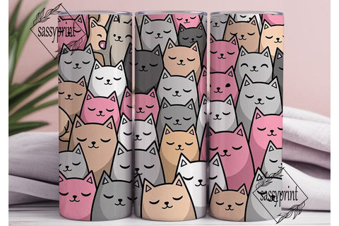 Cute Cats 20oz Tumbler Wrap Sublimation sassyprint 