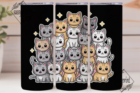 Cute Cats 20oz Tumbler Wrap Sublimation sassyprint 