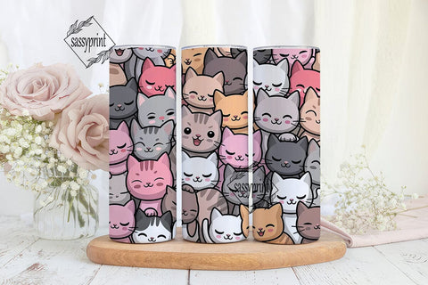 Cute Cats 20oz Tumbler Wrap Sublimation sassyprint 