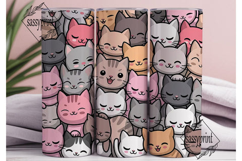 Cute Cats 20oz Tumbler Wrap Sublimation sassyprint 
