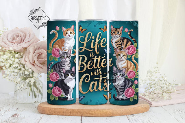 Cute Cats 20oz Tumbler Wrap Sublimation sassyprint 