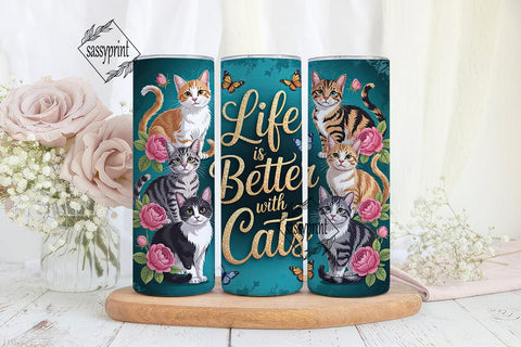 Cute Cats 20oz Tumbler Wrap Sublimation sassyprint 