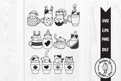 Cute Cats Christmas svg, cats in cup SVG dadan_pm 