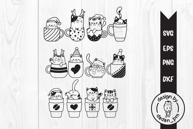 Cute Cats Christmas svg, cats in cup SVG dadan_pm 