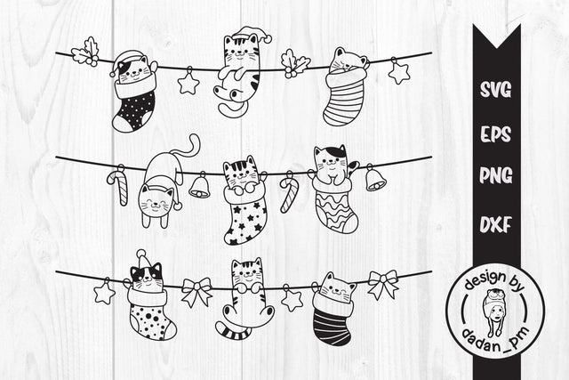 Cute Cats Christmas svg, Funny hanging cats SVG dadan_pm 