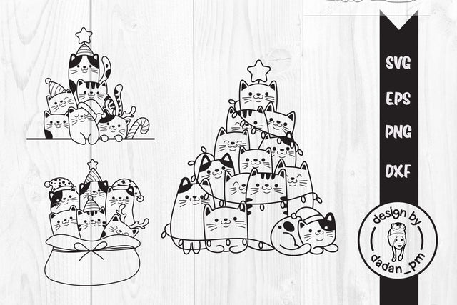 Cute Cats Christmas svg, hand drawn cats SVG dadan_pm 