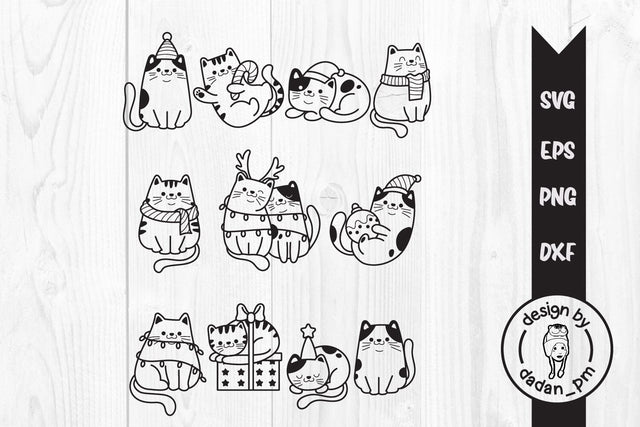 Cute Cats Christmas svg, hand drawn cats SVG dadan_pm 