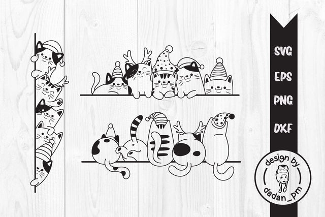 Cute Cats Christmas svg, Peek cats SVG dadan_pm 