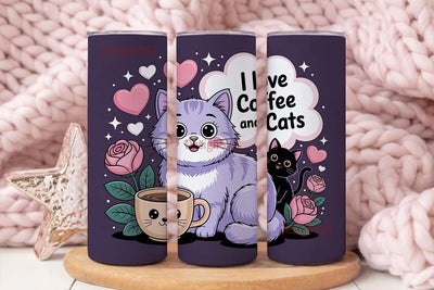 Cute Cats & Coffee 20oz Tumbler Wrap Sublimation DesignSVG 