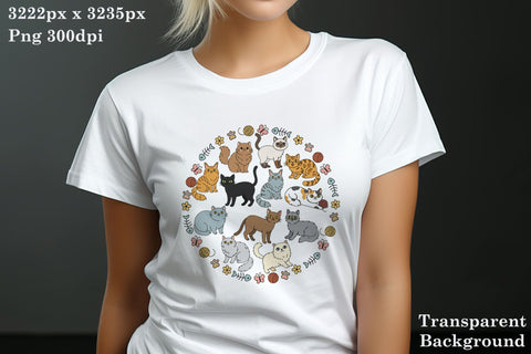 Cute Cats Colourful Kittens Png Illustration Sublimation Karma Genie Graphics 