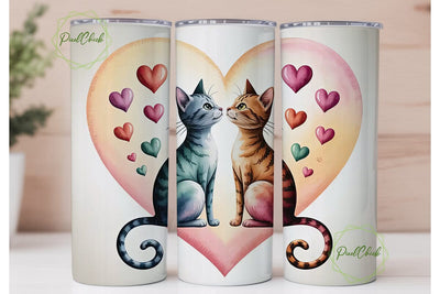 Cute Cats in Love Tumbler Wrap Sublimation PixelChick 