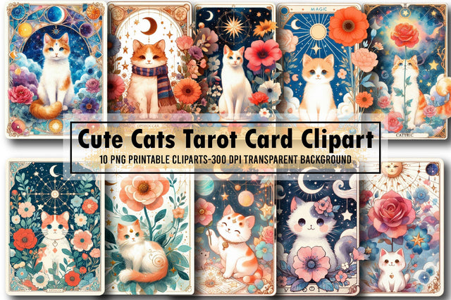 Cute Cats Tarot Card Sublimation Clipart Sublimation designartist 