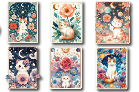 Cute Cats Tarot Card Sublimation Clipart Sublimation designartist 