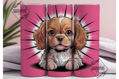 Cute Cavalier Puppy 20oz Tumbler Wrap Sublimation sassyprint 