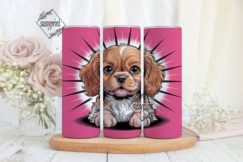 Cute Cavalier Puppy 20oz Tumbler Wrap Sublimation sassyprint 