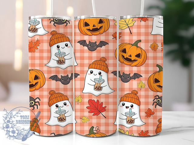 Cute Checkered Ghost Halloween Tumbler, Funny Halloween Cup, Checkered Tumbler Wrap, 20Oz Sublimation Design, Spooky Checkered Drinkware, Halloween Coffee Tumbler, Adorable Ghost Mug Sublimation ToriDesigns 