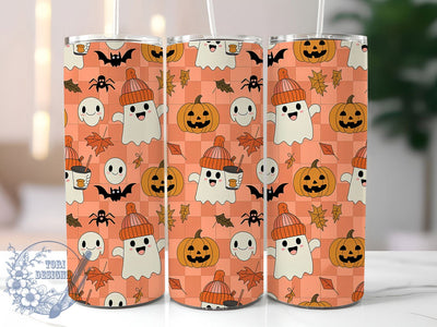 Cute Checkered Ghost Halloween Tumbler, Funny Halloween Cup, Checkered Tumbler Wrap, 20Oz Sublimation Design, Spooky Checkered Drinkware, Halloween Coffee Tumbler, Adorable Ghost Mug Sublimation ToriDesigns 