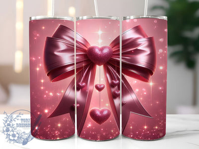 Cute Cherry Bow Valentine Tumbler, Valentine Gift Wrap, Cute Bow Cup, Romantic Sublimation Design, Sweet Cherry Tumbler, Love Bow Wrap, Adorable Valentine Cup Sublimation ToriDesigns 