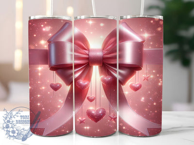 Cute Cherry Bow Valentine Tumbler, Valentine Gift Wrap, Cute Bow Cup, Romantic Sublimation Design, Sweet Cherry Tumbler, Love Bow Wrap, Adorable Valentine Cup Sublimation ToriDesigns 