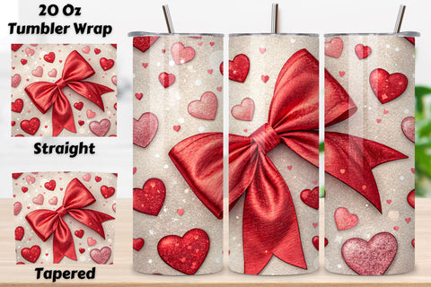 Cute Cherry Tumbler Wrap, Cherry Bow Valentine Tumbler Wrap Sublimation FloridPrintables 