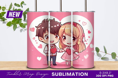 Cute chibi couple holding hearts love Sublimation Regulrcrative 