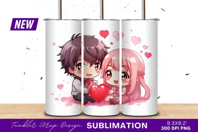 Cute Chibi Couple Valentines Day Tumbler Png Sublimation Regulrcrative 