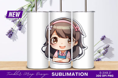 Cute chibi girl graphic for tumbler png Sublimation Regulrcrative 